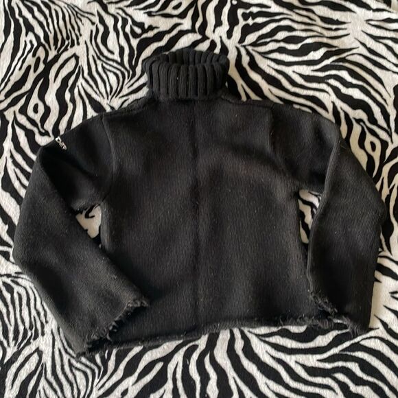 Spyder turtleneck black cable knit pull over autumn sweater raw hem size 8 - Picture 7 of 10